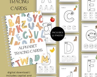 Alphabet tracing cards, A-Z flash cards, A-Z tracing cards, Letter tracing, ABC tracing, printable flash cards, preschool printables