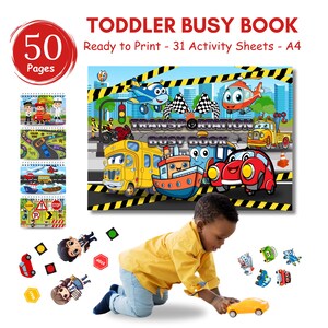 Trasporti Libro di attività Cartelle didattiche per bambini piccoli Cartella didattica Montessori Quaderno di lavoro per giocattoli per bambini Libro di attività stampabile Cartella di file Veicoli Libro tranquillo