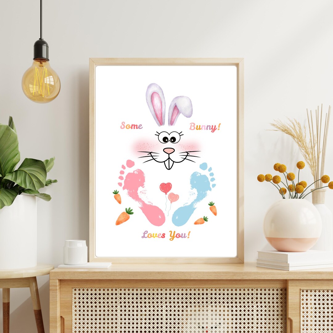 Easter Bunny Craft Printable Kids Handprint Footprint Keepsake Animal ...