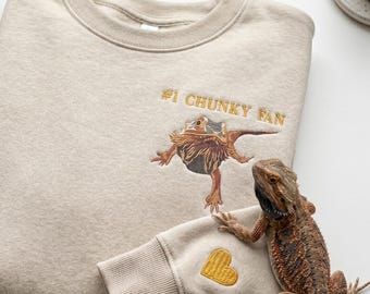Personalized Embroidered Reptile Lizard Portrait Sweatshirt with Picture - Custom Pet Photo Sweater - Gecko Sweatshirt Women/Men