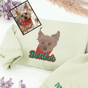 Custom Pet Portrait Embroidered Sweatshirt - Personalized Dog or Cat Sweater with Name - Pet Lover Gift - Memorial Embroidery Pullover