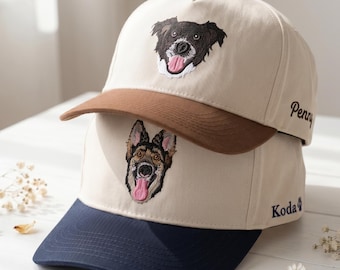 Dog Dad Cap - Custom Embroidered Pet Portrait Baseball Cap - Personalized Hat with Your Dog Photo - Lab Retriever Lover Gift