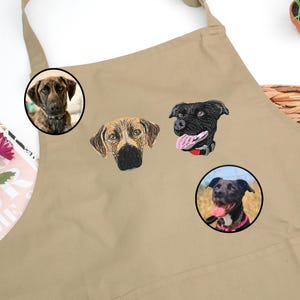 Custom Embroidered Cooking Apron with Pet Face Portrait - Personalized Kitchen Apron for Mom, Grandma - Housewarming Gift - Christmas Gift