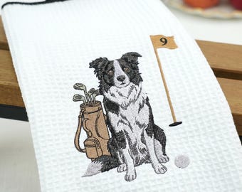 Custom Embroidered Pet Golf Towel Using Pet Photo - Personalized Dog Golf Towels  - Golf Towel Gift for Dog Lover - Best Dad By Pair
