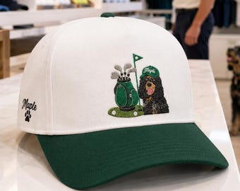 Personalized Embroidered Golf Hat with Pet Portrait - Custom Dog Photo Baseball Hat - Doodle Golf Hat - Custom Labrador Hat
