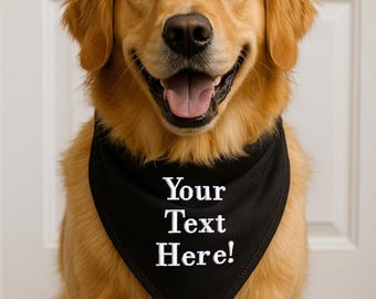 Custom Embroidered Dog Bandana: Personalized Pet Scarf, Tie On Bandana with Your Text