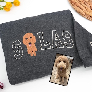 Dog Portrait Sweatshirt EMBROIDERED - Sweatshirt With Picture - Custom Pet Name - Customized Gifts for Dog Lovers -Dog Gifts for Human