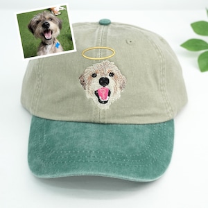 Custom Embroidered Dog Memorial Cap with Pet Photo - Custom Personalized Pet Portrait Baseball Cap - Pet Memorial Gift Dad Hat – Dog Hat