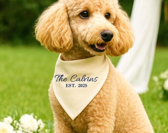 Bandana per cani da matrimonio: nome ricamato personalizzato, bandane per cani per la mamma del matrimonio, sciarpa personalizzabile per cuccioli da matrimonio
