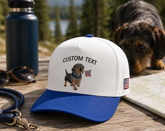 Custom Embroidered Pet Photo Cap - Personalized Independence Day Baseball Cap - American Flag Cap - Patriotic Dog Cap - 4th of July Gift