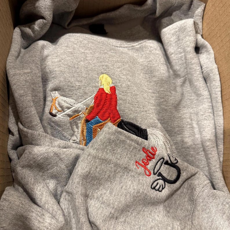 Custom Embroidered Portrait Sweatshirt From Photo - Personalized Horse Portrait Shirt - Horse Riding Sweatshirt - Gift for Horse Lover image 5
