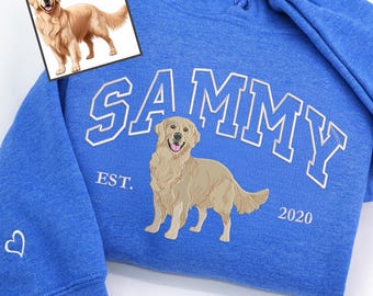 Golden Retriever Hoodie for Humans - Custom Embroidered Dog Portrait Sweatshirt From Photo - Chocolate Labrador Sweatshirt - Pet Lovers Gift