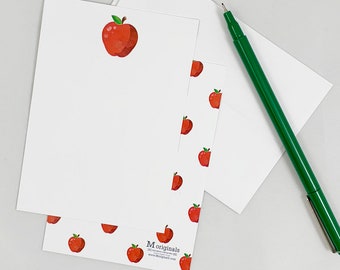 Personalized Note Card Set - Set of 8 - Apple