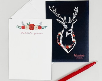 Personalized Notecard Set - Set of 8 - O Deer