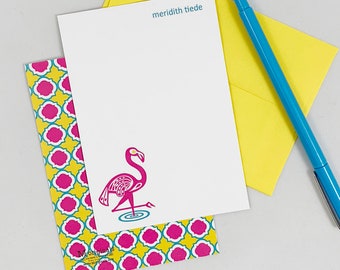 Personalized Note Cards - Flamingo