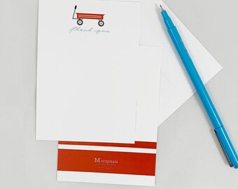 Personalized Note Cards - Set of 8 - Red Wagon