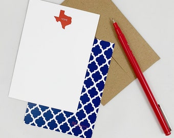 Personalized Note Cards - Set of 8 - State Note - Texas