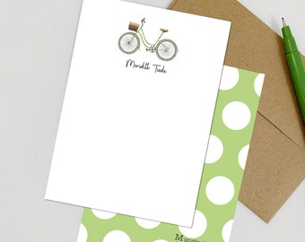 Personalized Note Card Set - Set of 8 - Bicycle Basket