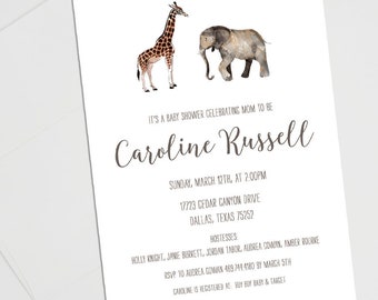 Baby Shower Invitation - Safari Animals