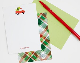 Personalized Note Card Set - Set of 8 - O Christmas Truck