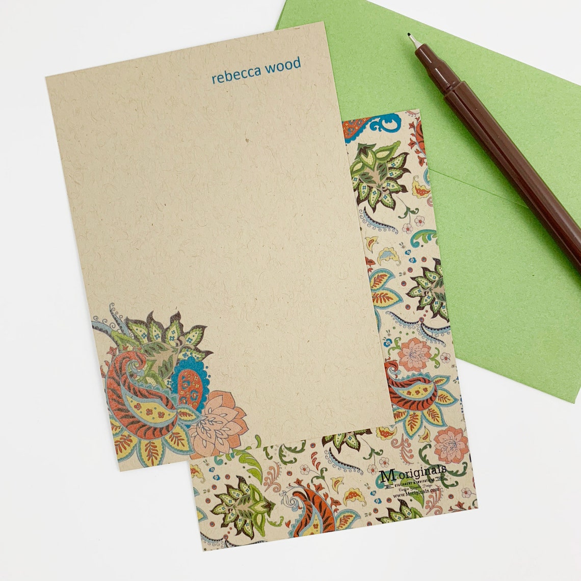 Personalized Note Card Set Set of 8 the Paige Note Etsy