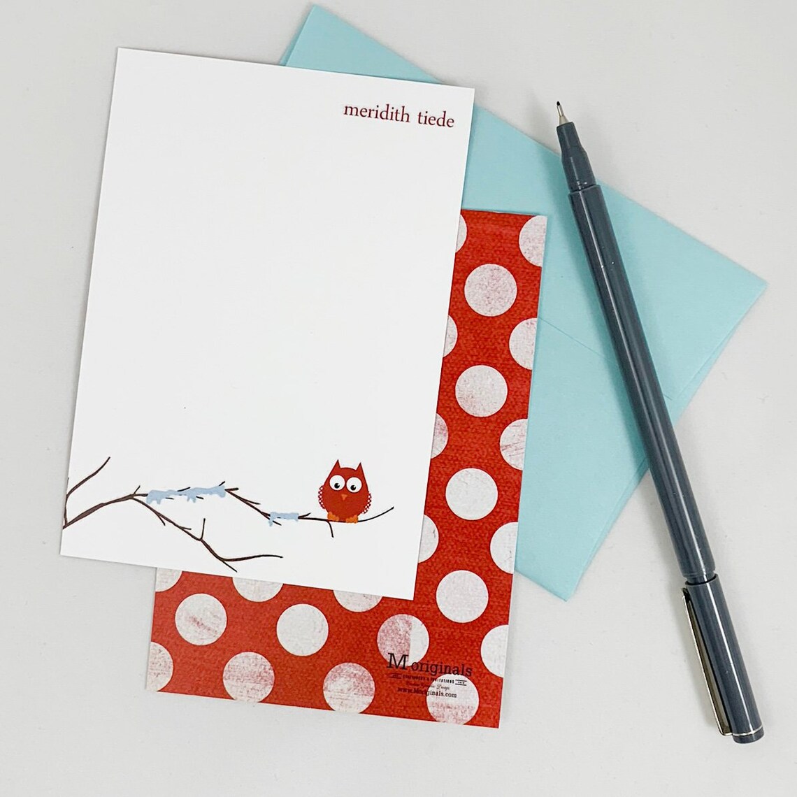 Personalized Note Cards Winter Owl Etsy