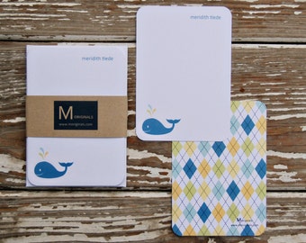 Personalized Notecards - Set of 8 - Whale