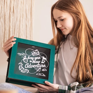 Personalized Travel Keepsake Box with Names, Custom Adventure Shadow Box for Tickets & Photos, Gift for Couples, Travelers Memory Collectors