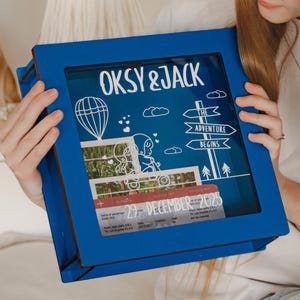 Spersonalizowany prezent rocznicowy w pudełku Shadow Box, pudełko na wspomnienia, pudełko na bilety magazynowe, prezent dla niej, pudełko na kolekcję wspomnień, pudełko na przygody pamiątkowe