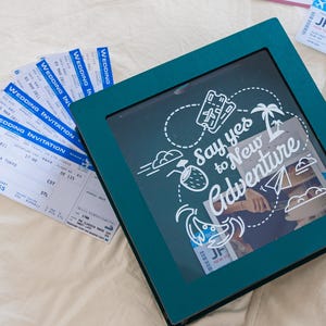 Personalized Shadow Box as a Adventures Lover Gift. Wooden Birthday Keepsake Box, Custom Photo Gift for Couple. Memory Box for Ticket