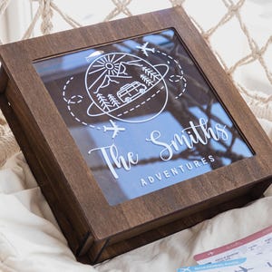 Custom Shadow Box for Travel Tickets – Personalized Vacation Memory Box with Names – Gift for Couples Who Collect Memories & Moments