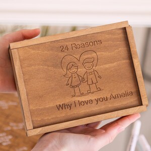 Regalo de compromiso - "Por qué te amo" - Corazón - Rompecabezas, Caja de regalo para el primer aniversario para ella