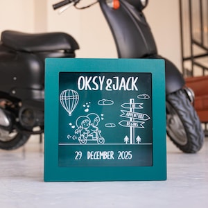 Personalized Travel Memory Box with Names | Keepsake Storage for Photos, Souvenirs & Adventures | Unique Gift for Couples and Travelers USA