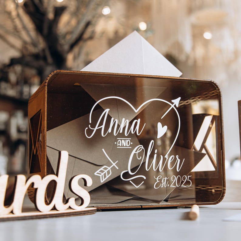 Custom Wedding Card Box With Name Sign, Rustic Wedding Decor, Keepsake ...