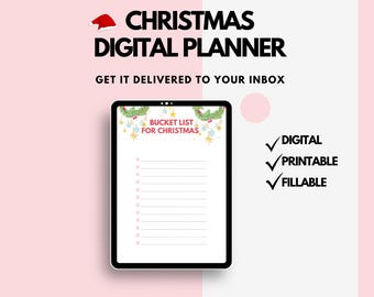CHRISTMAS BUCKET LIST, Christmas, Printable Tracker, Bullet Journal Idea, Bucket List Template, Christmas Printable, Holiday Activities