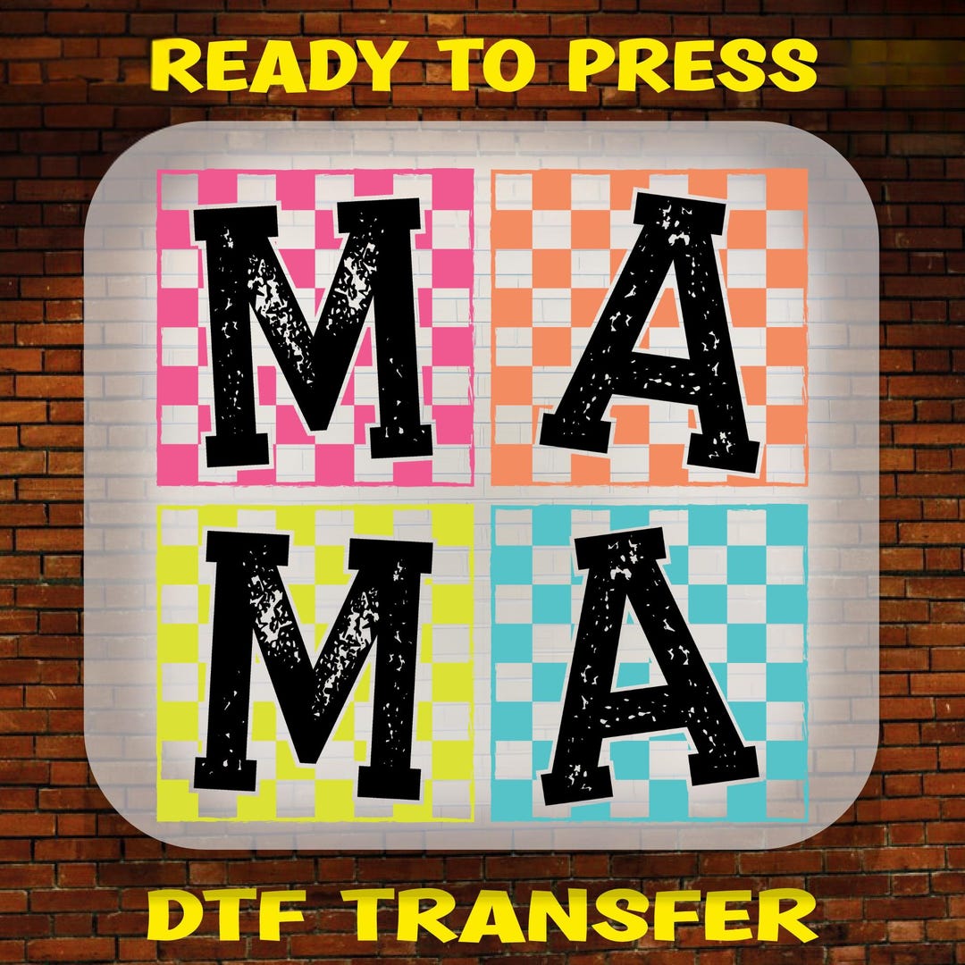 Checkered Mama DTF Transfer: Retro Mama T-shirt Design, Ready to Press ...