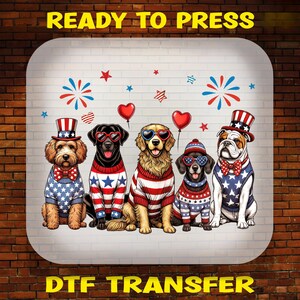 4th of July Dog DTF Transfer, Patriotic Dog Ready to Press, Bulk Dtf, 4th of July Heat Transfer, Usa Patriotic DTF, USA Independence Day