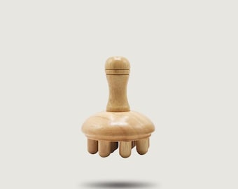 Natural Wood Maderotherapy Mushroom – Anti-Cellulite Massage, Lymphatic Drainage, Skin Firmness, Muscle Relaxation