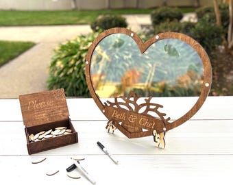 Libro de firmas para bodas con forma de corazón, libro de firmas personalizado para bodas, libro de firmas para bodas, alternativa al libro de firmas tradicional, libro de firmas único - Decoración para bodas