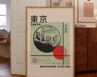 Japanse Stamp Art Print: Tokyo-reisposter (direct downloaden)
