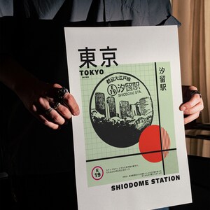 Japanse Stamp Art Print: Tokyo-reisposter (direct downloaden) afbeelding 11