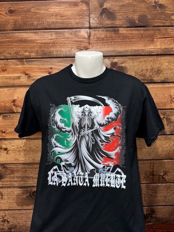 Santa Muerte Shirt, Holy Death T-shirt, Day Of The Dead T-Shirt, Skull Day of the Death Custom Shirt, Dia de Muertos  Custom Shirt.
