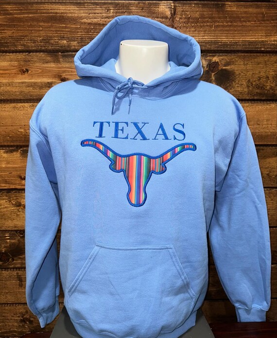 Embroidered Texas Hoodie, Texas Hoodie with Vinyl Sarape Applique, Texas Country Hoodie Custom Made, Cowboy Hoodie, Western Hoodie.
