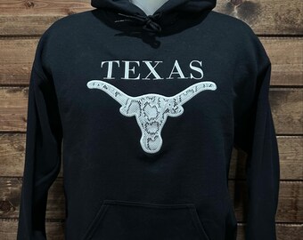 Embroidered Texas Hoodie, Texas Hoodie Faux Snake Skin Applique, Texas Country Hoodie Custom Made, Cowboy Hoodie, Western Hoodie.