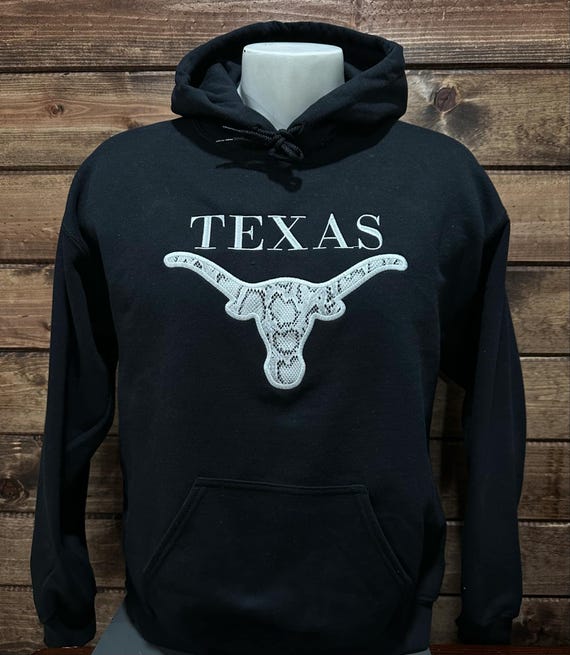 Embroidered Texas Hoodie, Texas Hoodie Faux Snake Skin Applique, Texas Country Hoodie Custom Made, Cowboy Hoodie, Western Hoodie.