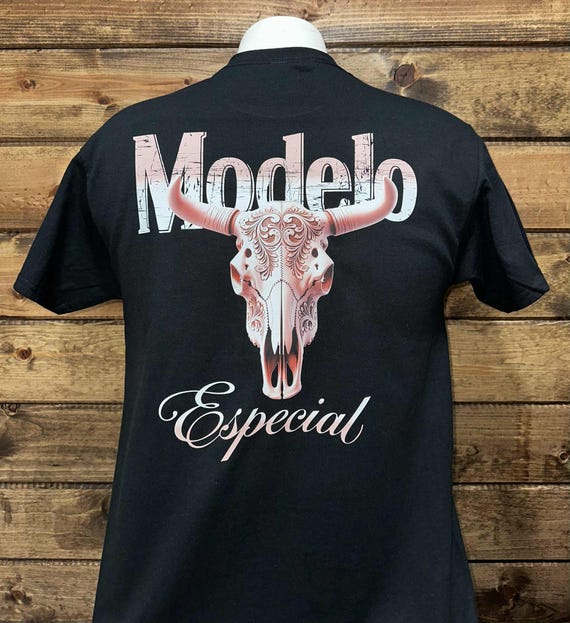 Modelo Time Beer Shirt, Custom Western Beer Shirt, Bull Skull Western Shirt, Modelo Beer Custom Shirt.