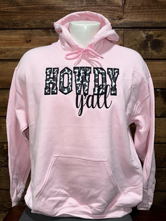 Embroidered Texas Hoodie, Texas Hoodie with HOWDY Vinyl Applique, Texas Country Hoodie Custom Made, Cowboy Hoodie, Western Hoodie.
