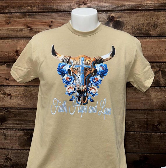 Cowgirl Skull T-Shirt, Cowgirl T-Shirt, Western Shirt, Cowgirl and Skull Floral Design T-shirt.