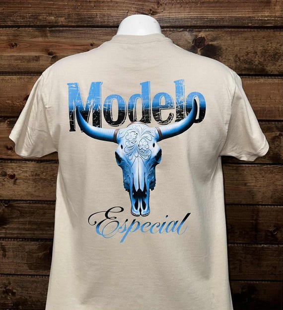 Modelo Time Beer Shirt, Custom Western Beer Shirt, Bull Skull Western Shirt, Modelo Beer Custom Shirt.