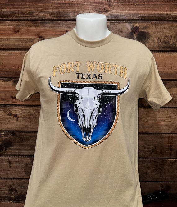 Fort Worth Texas T-Shirt, Fort Worth Western Shirt, Fort Worth and Skull T-Shirt. Fort Worth T Shirt.